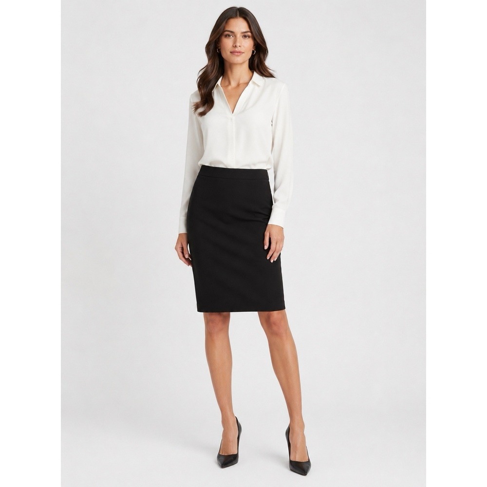 Michael Kors Black Pencil Skirt Women Size 8 Career Office Stretch Knee Length